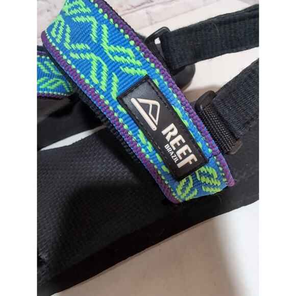Vintage 90s REEF Aztec Sandals Unisex Rare Teal Purple Green Gorpcore Straps main image 4
